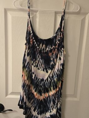 torrid Navy Blue Tie-Dye Tank with Pastel Accents